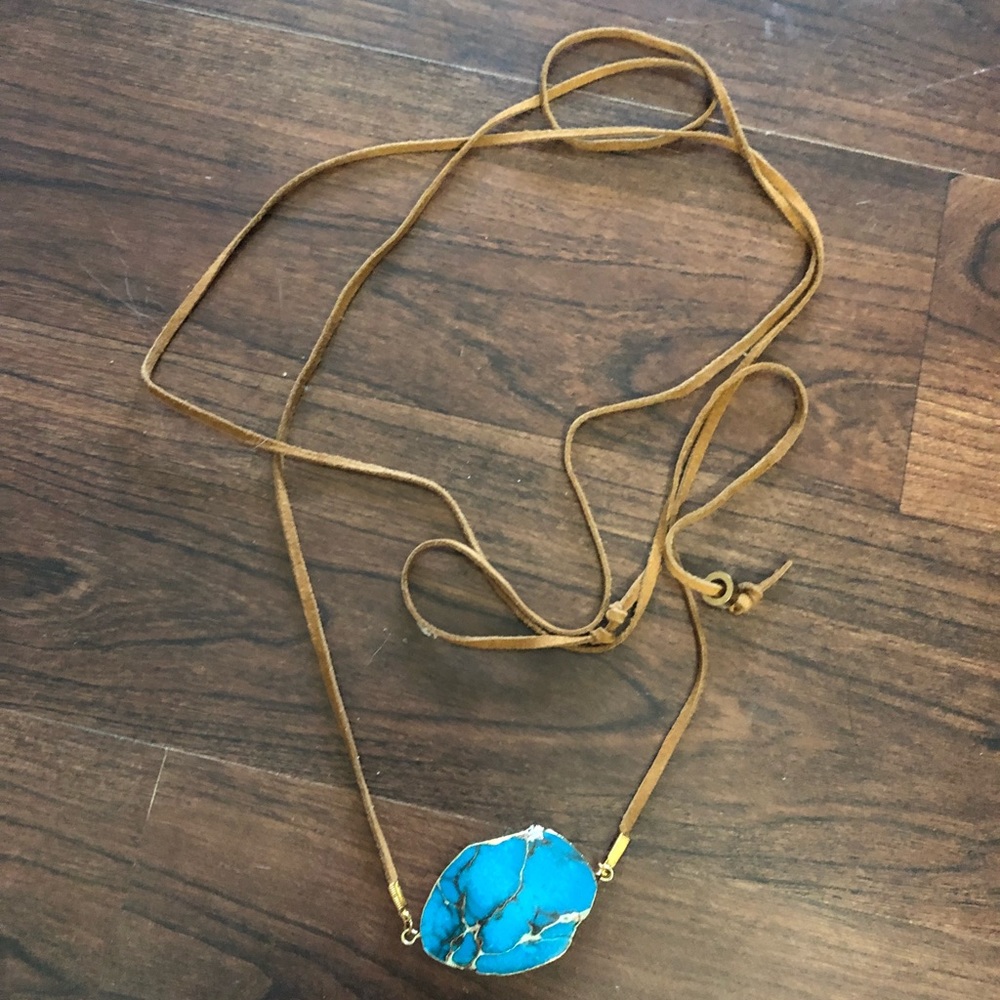 SALE Leather stone necklace